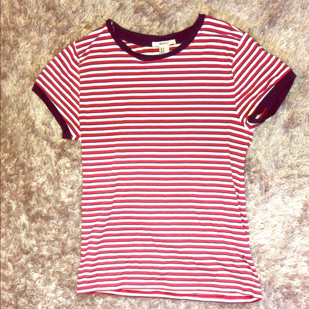 Forever 21 red and blue striped t shirt